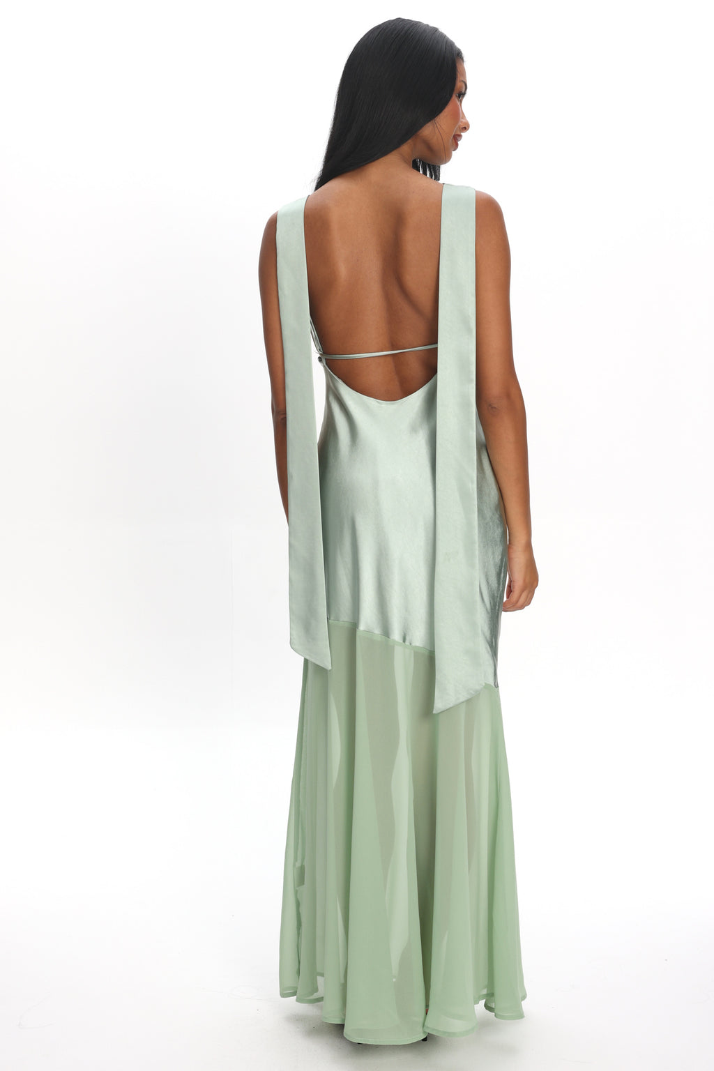 Second Glances Cowl Neck Backless Maxi Dress Sage by Selfie Leslie Australia