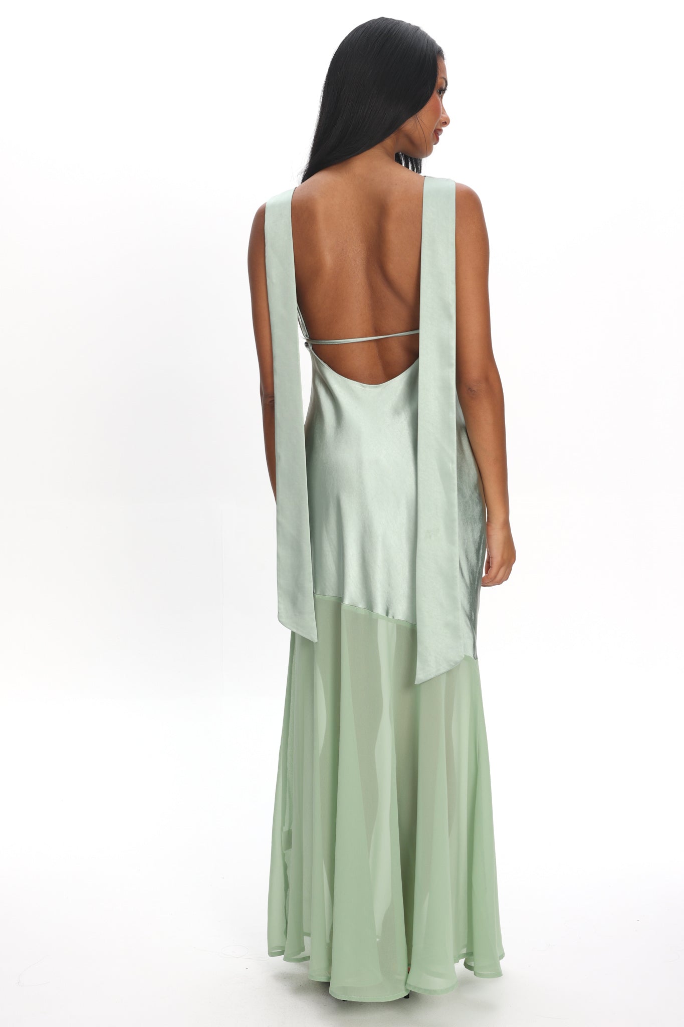 Second Glances Cowl Neck Backless Maxi Dress Sage by Selfie Leslie Australia