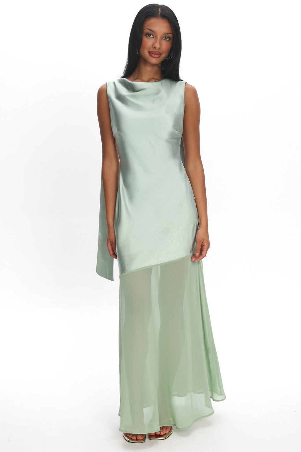 Second Glances Cowl Neck Backless Maxi Dress Sage by Selfie Leslie Australia