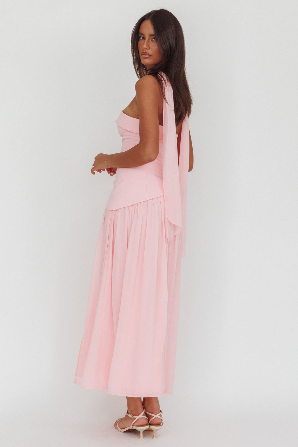 Mariabella Asymmetric Bodice Maxi Dress Pink by Selfie Leslie Australia