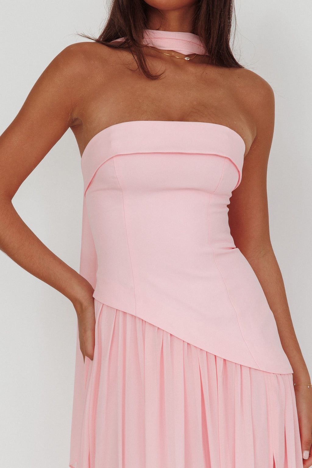 Mariabella Asymmetric Bodice Maxi Dress Pink by Selfie Leslie Australia