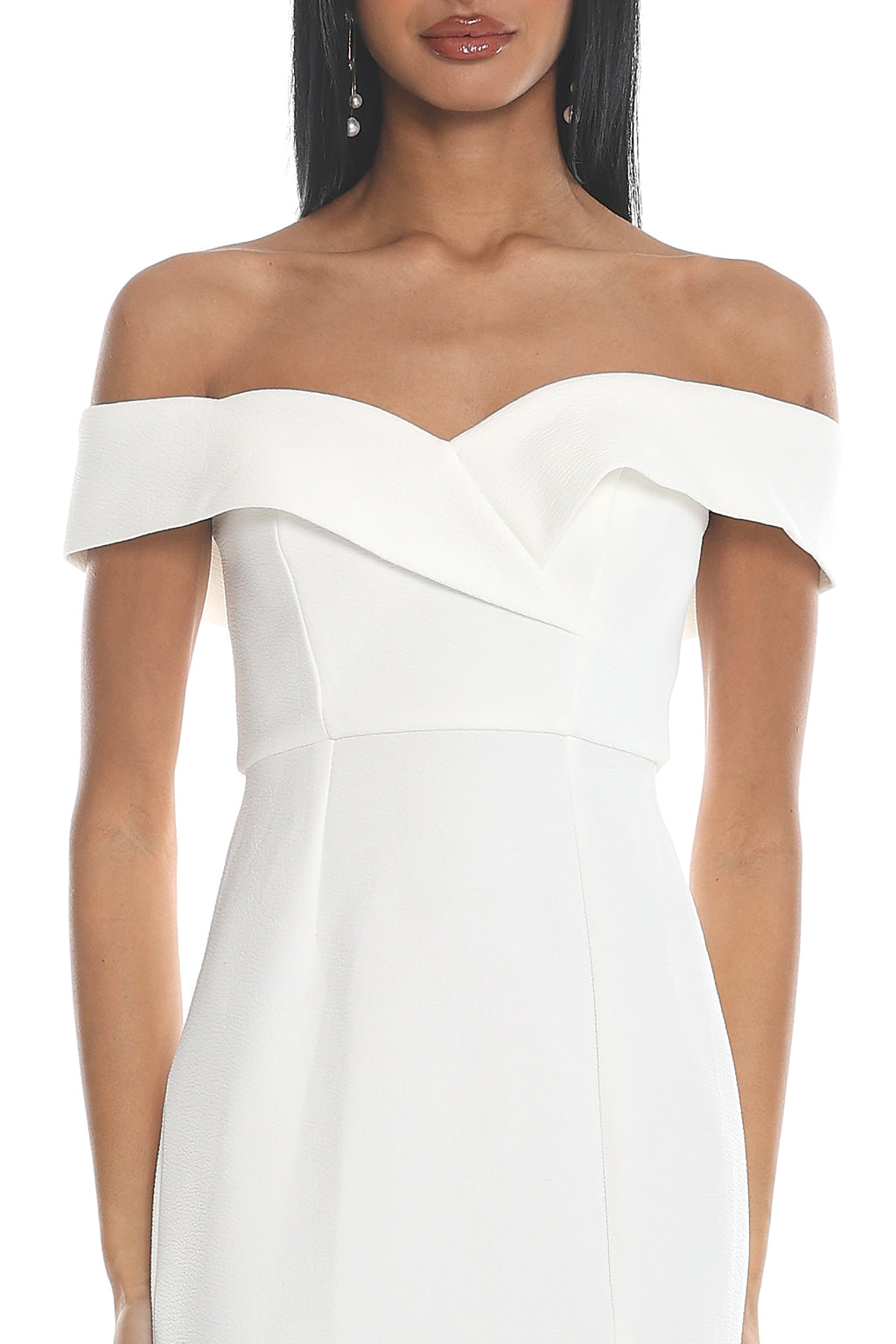 Rider Off-Shoulder Front Split Maxi Dress White by Selfie Leslie Australia