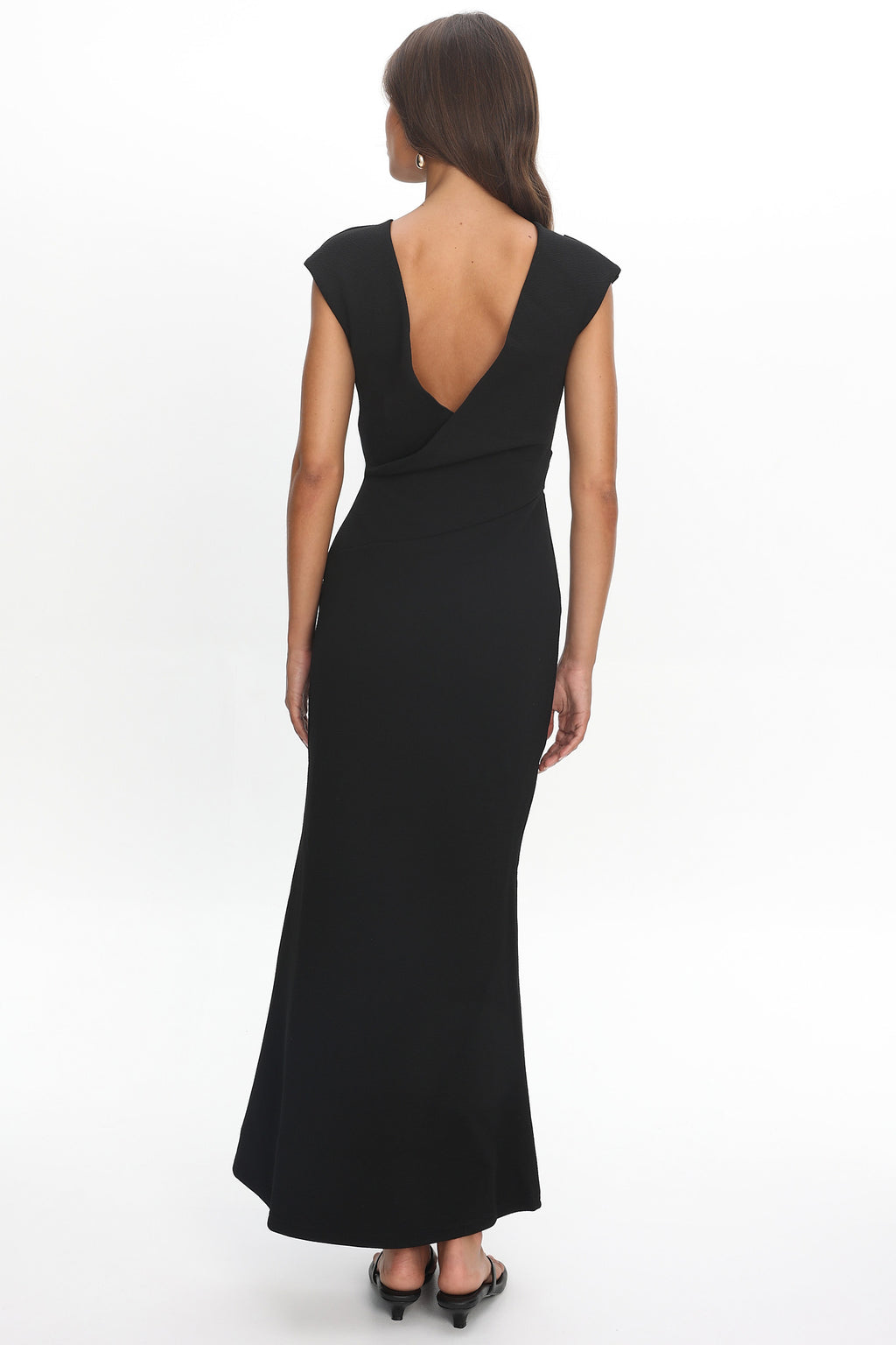Zarae Cap Sleeve Surplice Back Maxi Dress Black by Selfie Leslie Australia