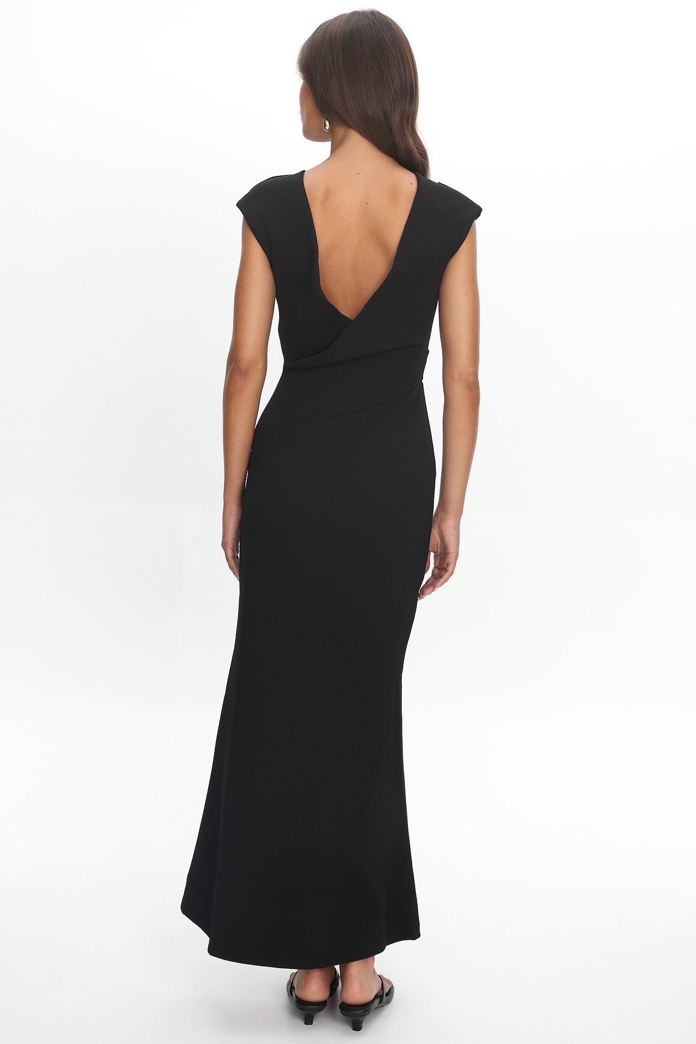 Zarae Cap Sleeve Surplice Back Maxi Dress Black by Selfie Leslie Australia