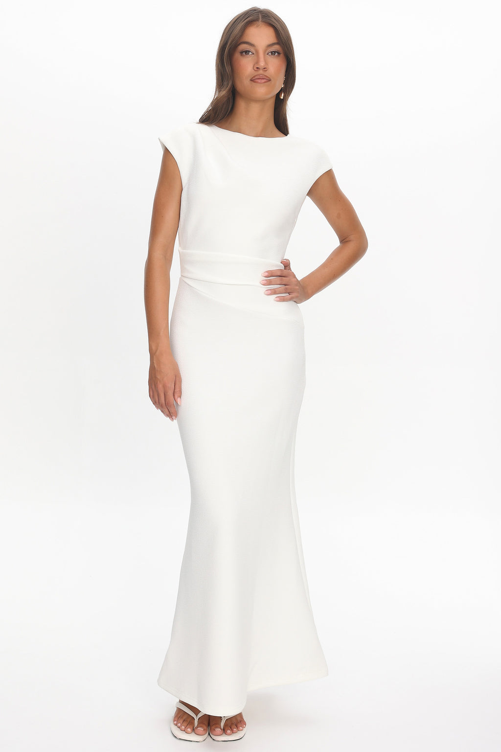 Zarae Cap Sleeve Surplice Back Maxi Dress White by Selfie Leslie Australia