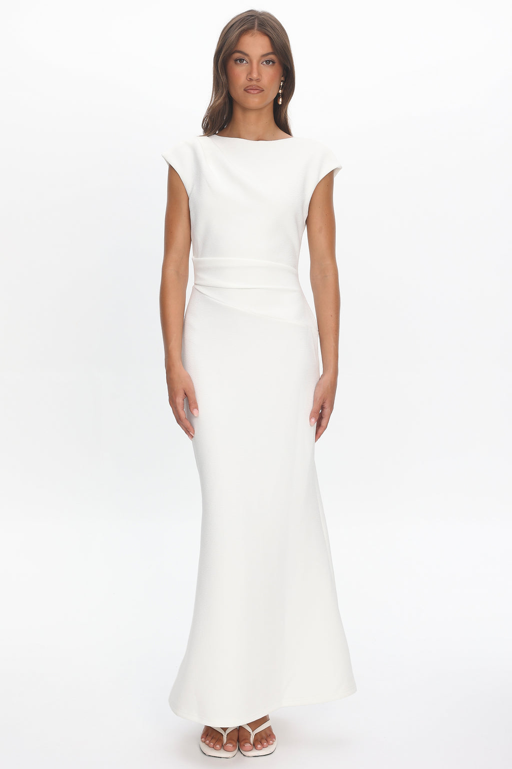 Zarae Cap Sleeve Surplice Back Maxi Dress White by Selfie Leslie Australia