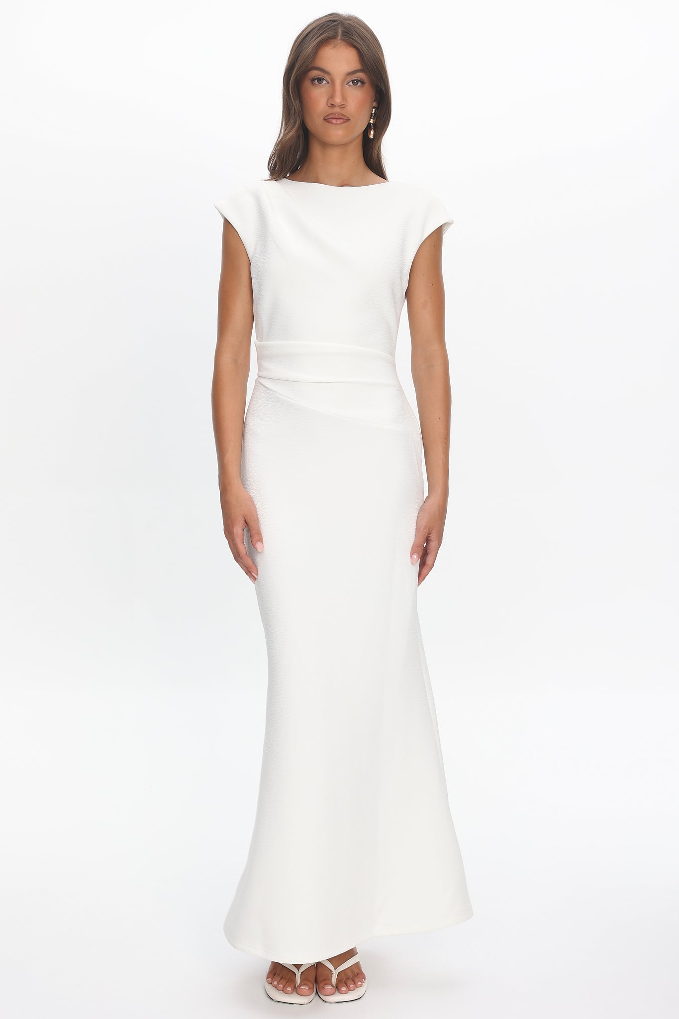 Zarae Cap Sleeve Surplice Back Maxi Dress White by Selfie Leslie Australia