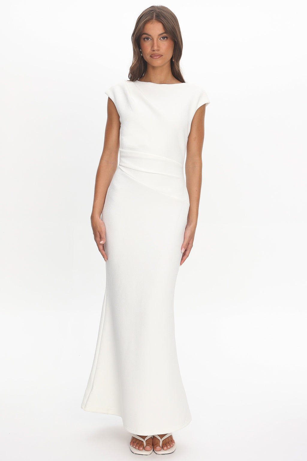 Zarae Cap Sleeve Surplice Back Maxi Dress White by Selfie Leslie Australia