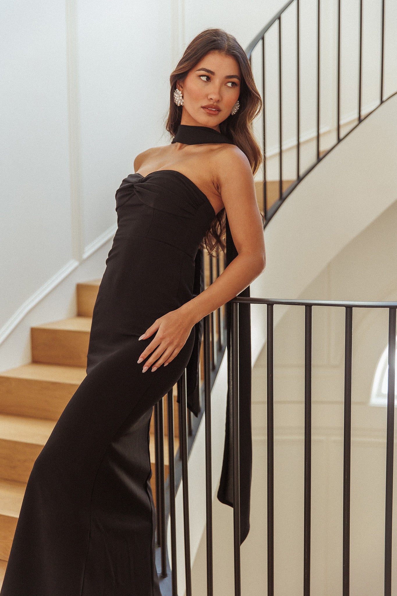 Of The Night Twist Bust Maxi Dress Black by Selfie Leslie Australia