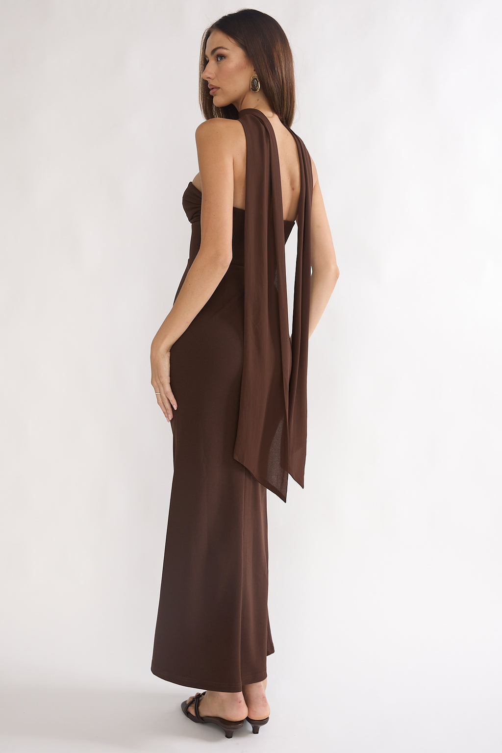 Of The Night Twist Bust Maxi Dress Chocolate by Selfie Leslie Australia