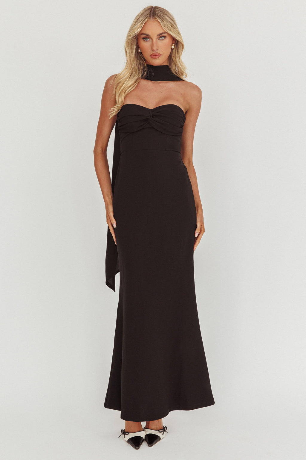 Of The Night Twist Bust Maxi Dress Black by Selfie Leslie Australia