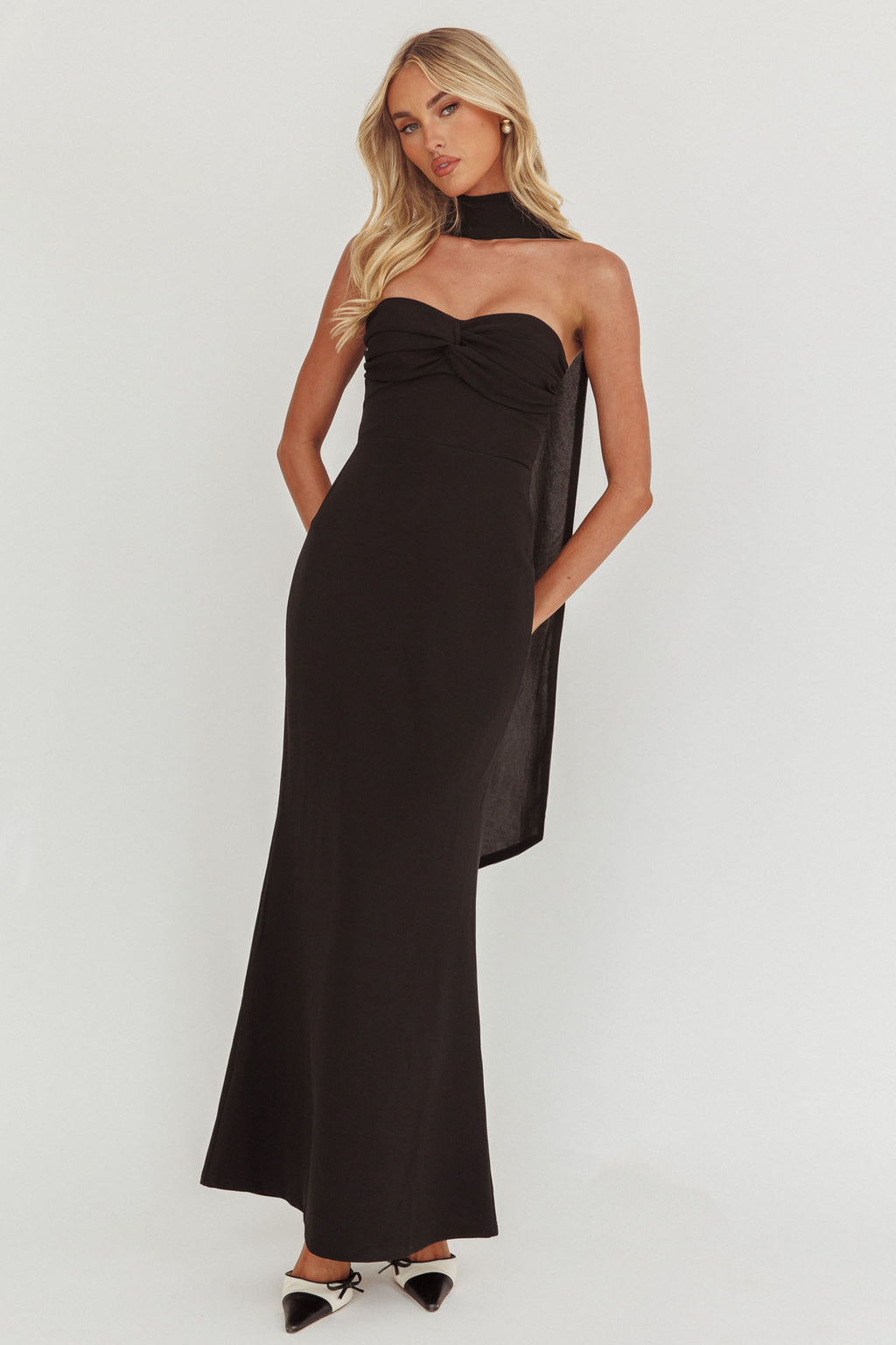 Of The Night Twist Bust Maxi Dress Black by Selfie Leslie Australia
