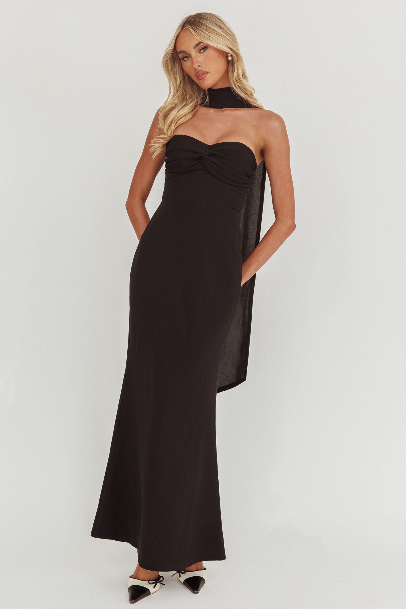 Of The Night Twist Bust Maxi Dress Black by Selfie Leslie Australia