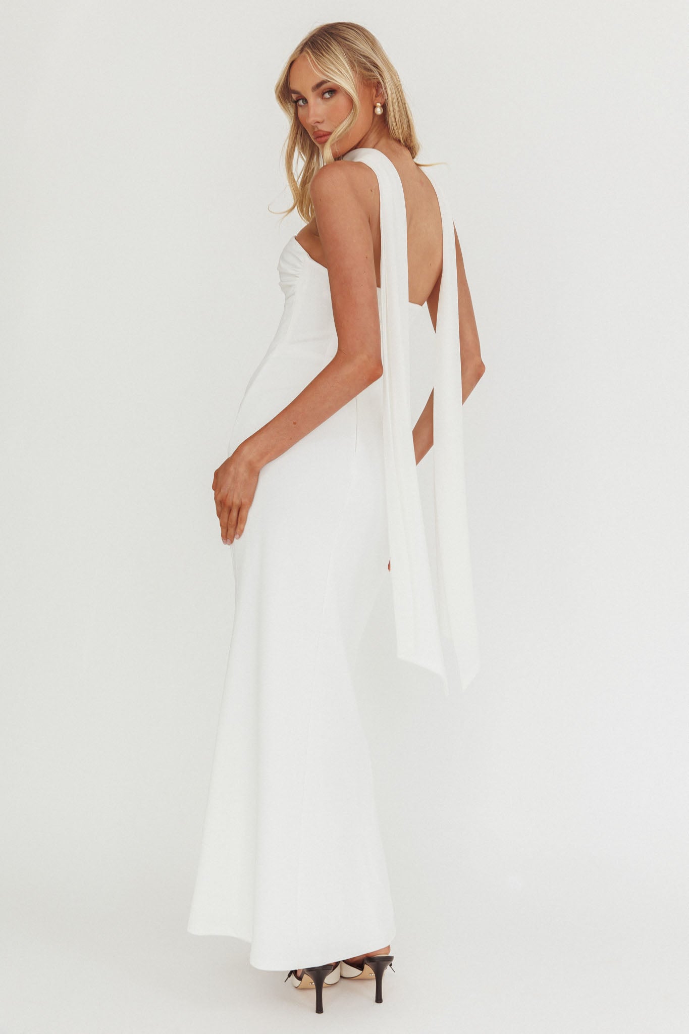 Of The Night Twist Bust Maxi Dress White by Selfie Leslie Australia