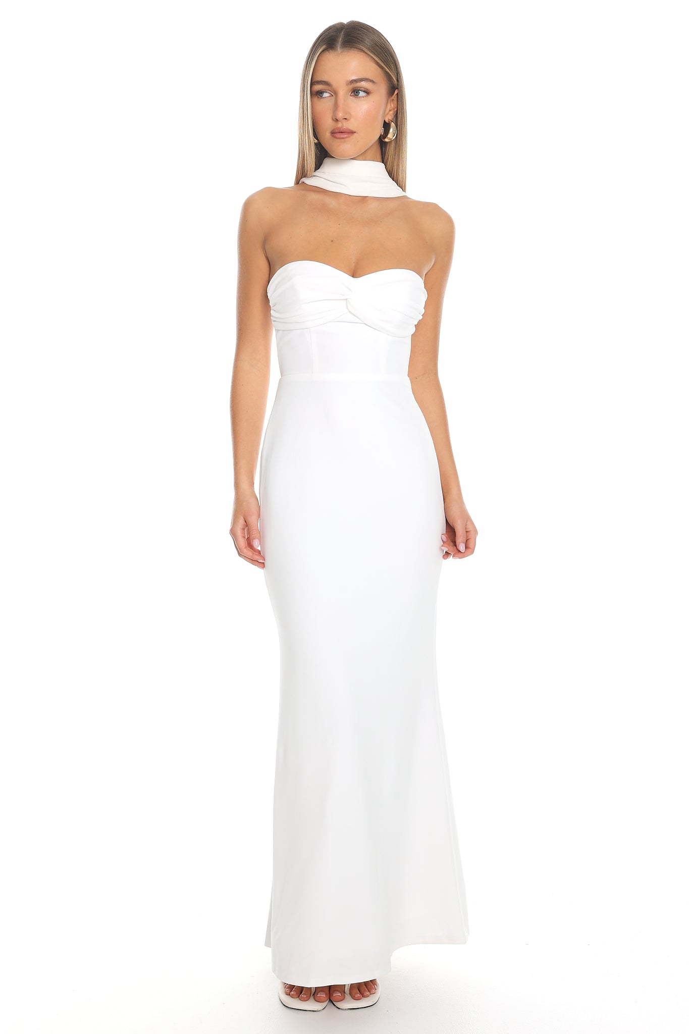 Of The Night Twist Bust Maxi Dress White