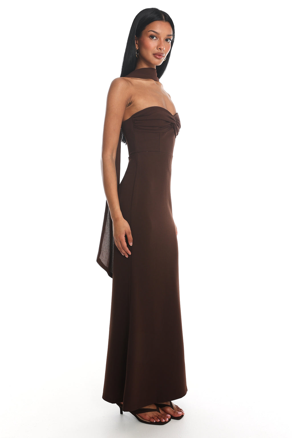 Of The Night Twist Bust Maxi Dress Chocolate by Selfie Leslie Australia