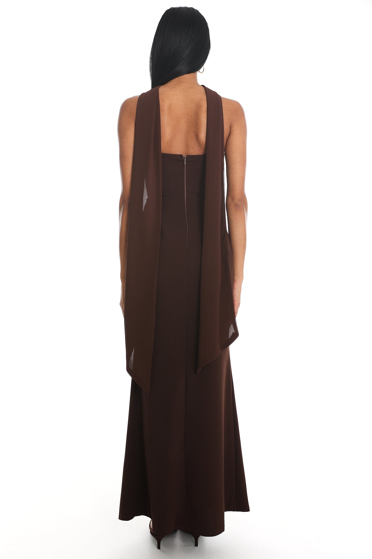 Of The Night Twist Bust Maxi Dress Chocolate by Selfie Leslie Australia