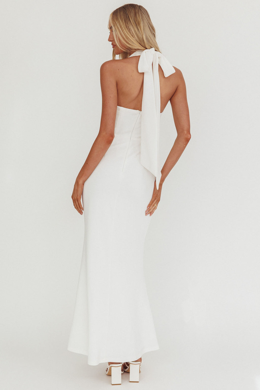 Shellie Square Neckline Halter Maxi Dress White by Selfie Leslie Australia