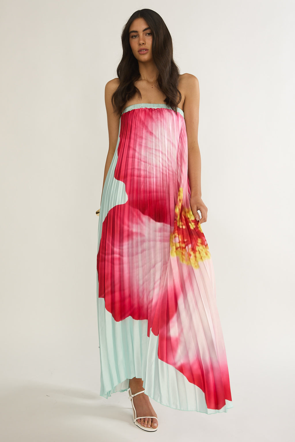 Lauriella Strapless Accordion Pleat Maxi Dress Hibiscus Mint by Selfie Leslie Australia
