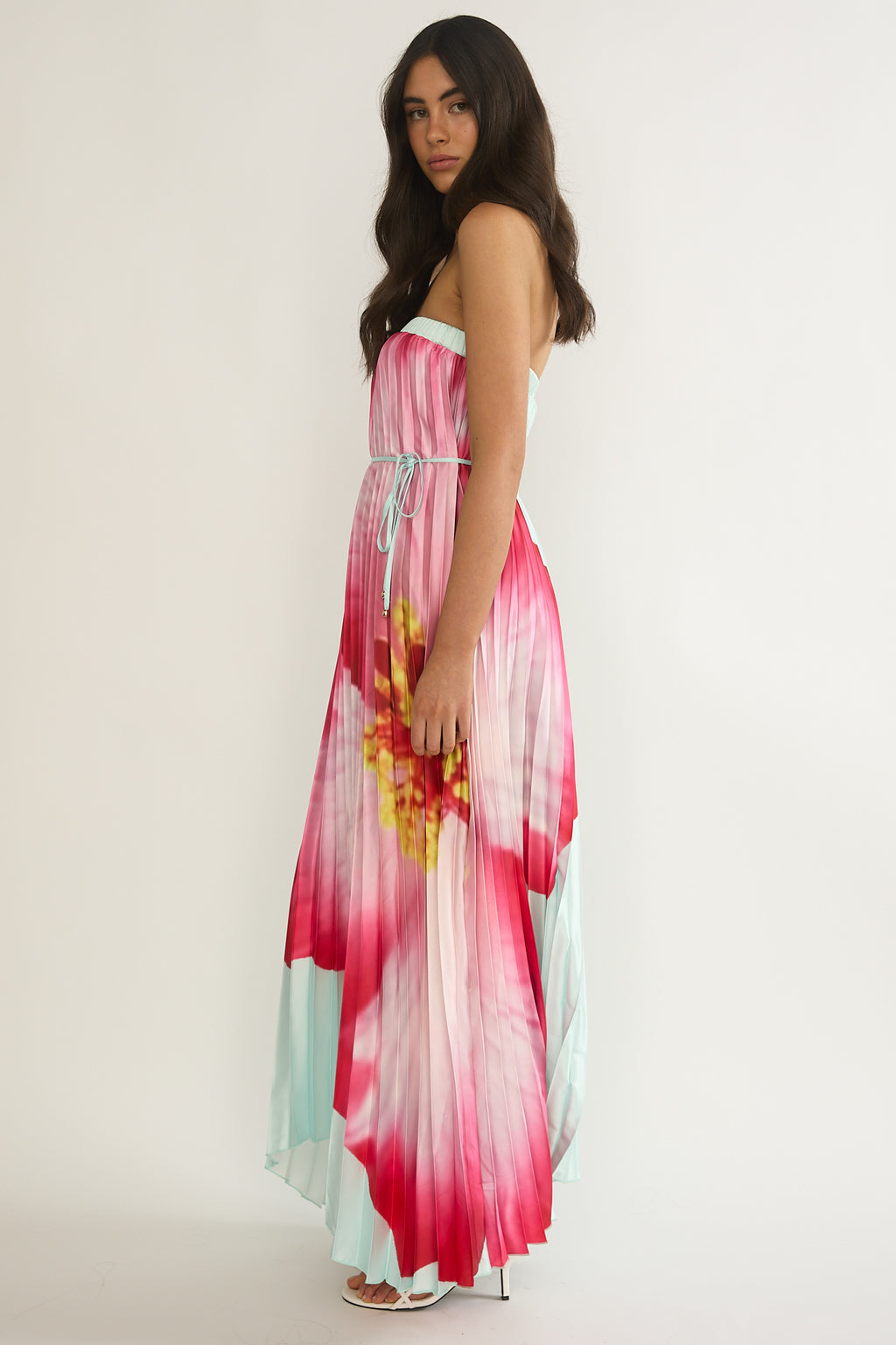 Lauriella Strapless Accordion Pleat Maxi Dress Hibiscus Mint by Selfie Leslie Australia