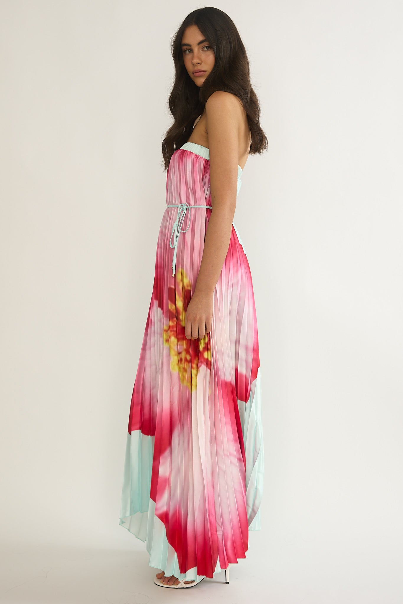 Lauriella Strapless Accordion Pleat Maxi Dress Hibiscus Mint by Selfie Leslie Australia