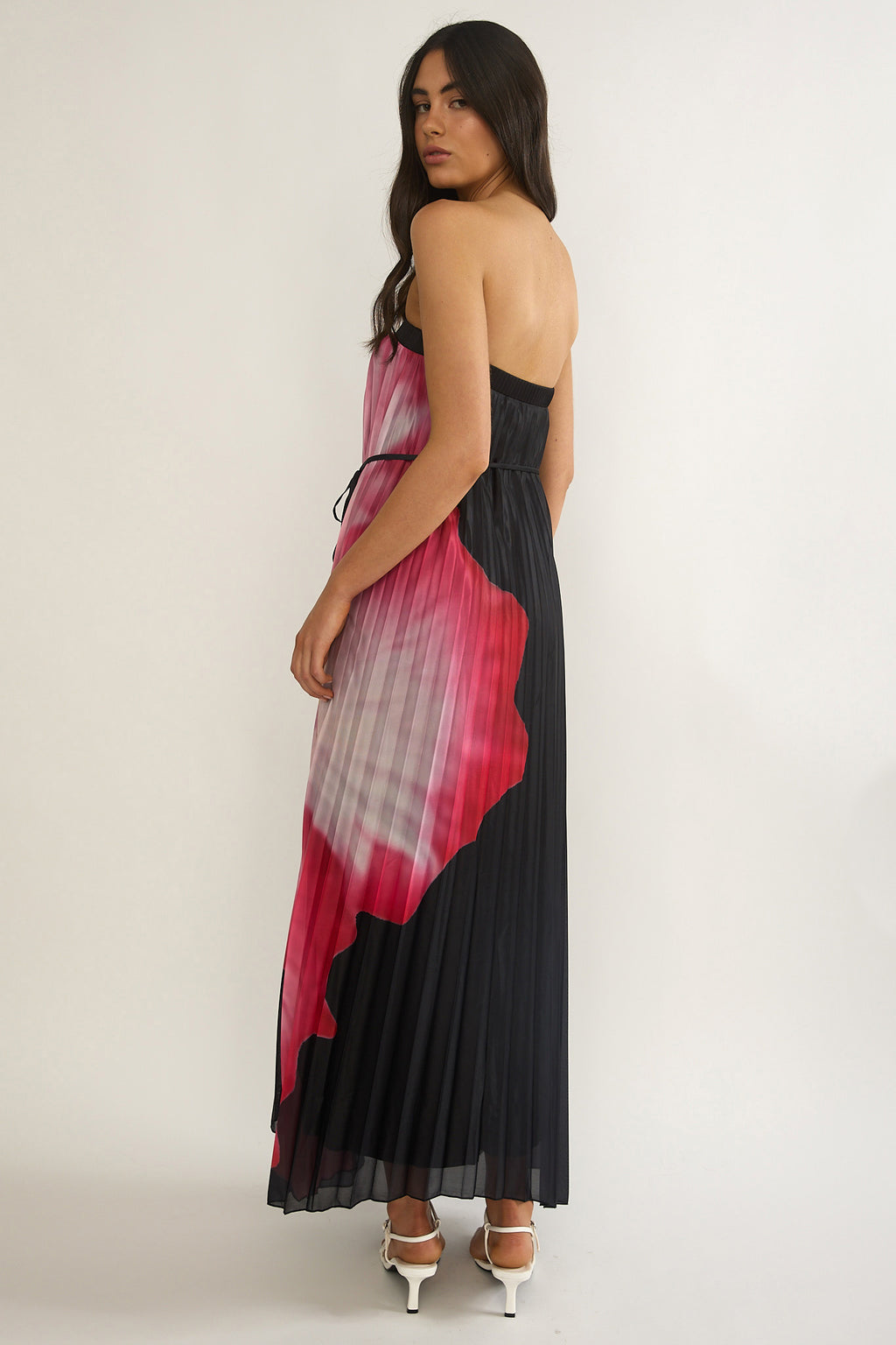 Lauriella Strapless Accordion Pleat Maxi Dress Hibiscus Black by Selfie Leslie Australia