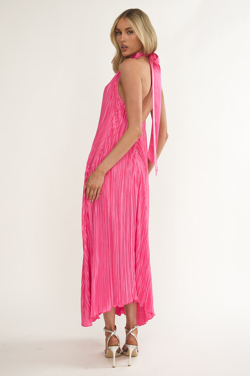 Aurea Halterneck Crepe Maxi Dress Hot Pink by Selfie Leslie Australia