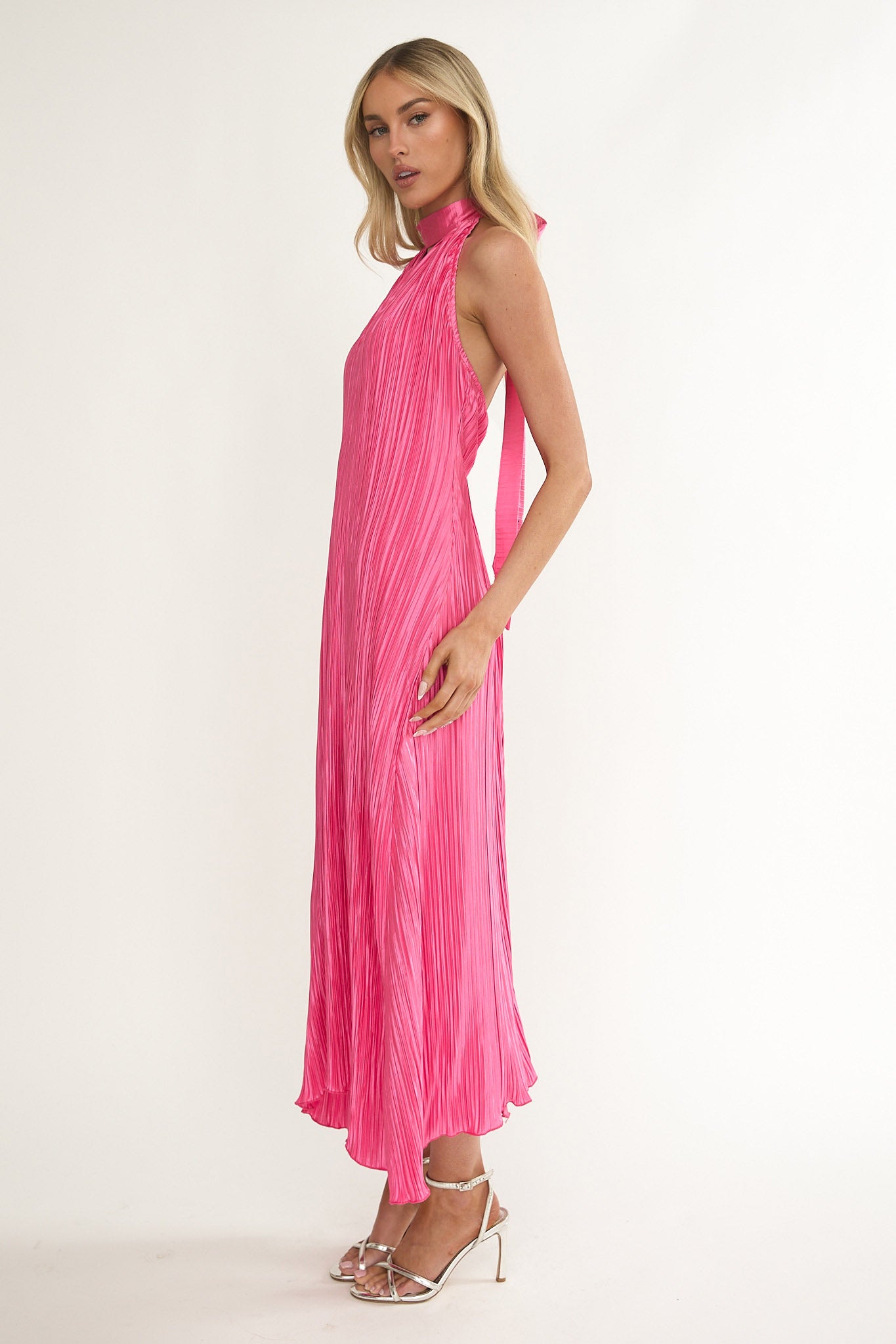 Aurea Halterneck Crepe Maxi Dress Hot Pink by Selfie Leslie Australia