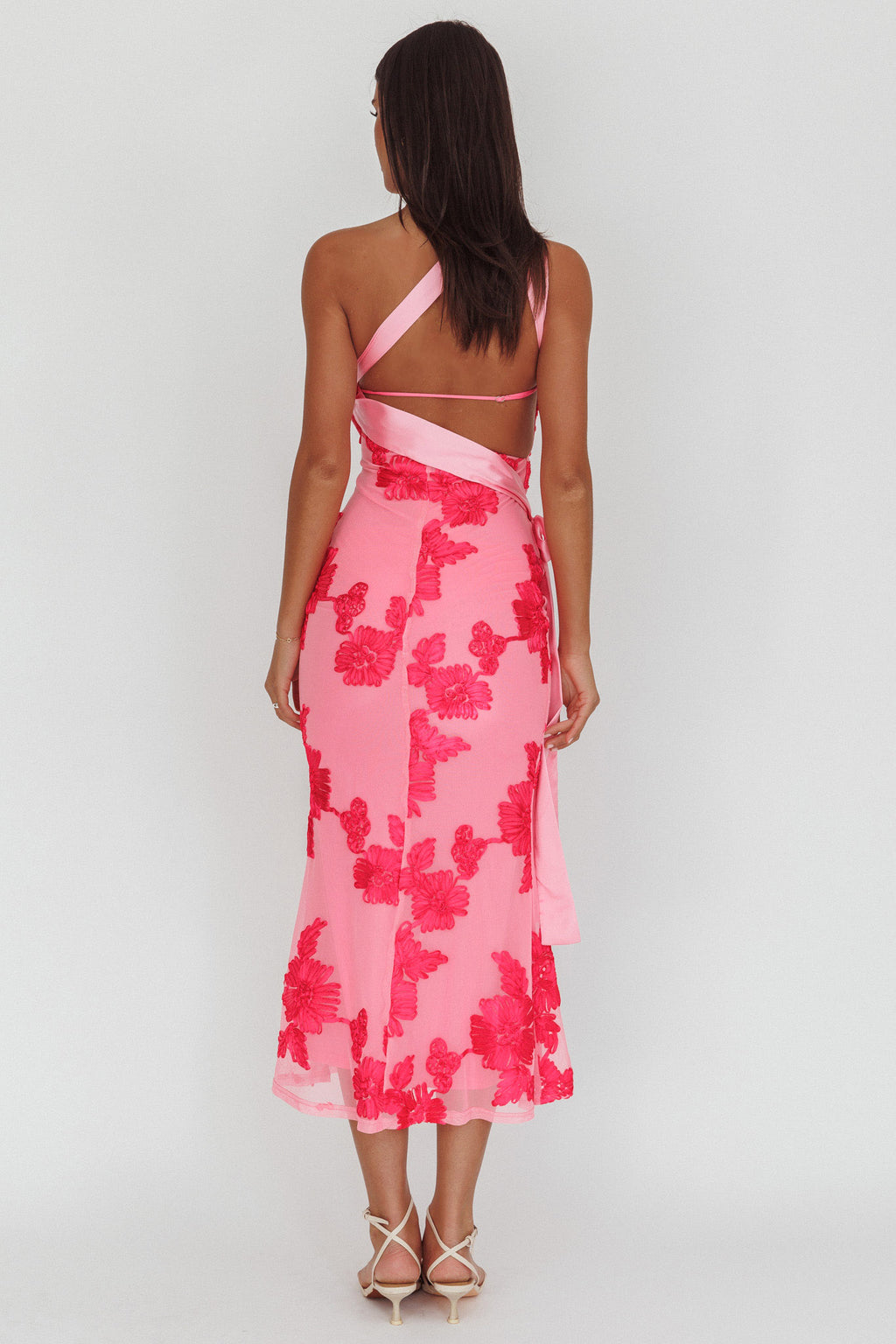 Kairi One-Shoulder Sash Maxi Dress Hot Pink by Selfie Leslie Australia
