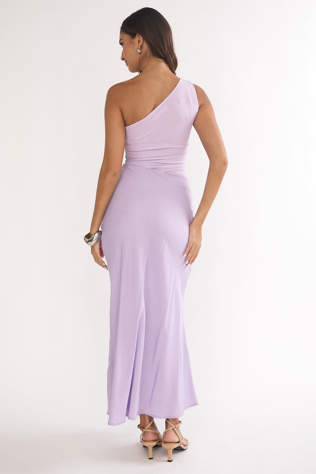 Divina One-Shoulder Gathered Waist Maxi Dress Lilac by Selfie Leslie Australia