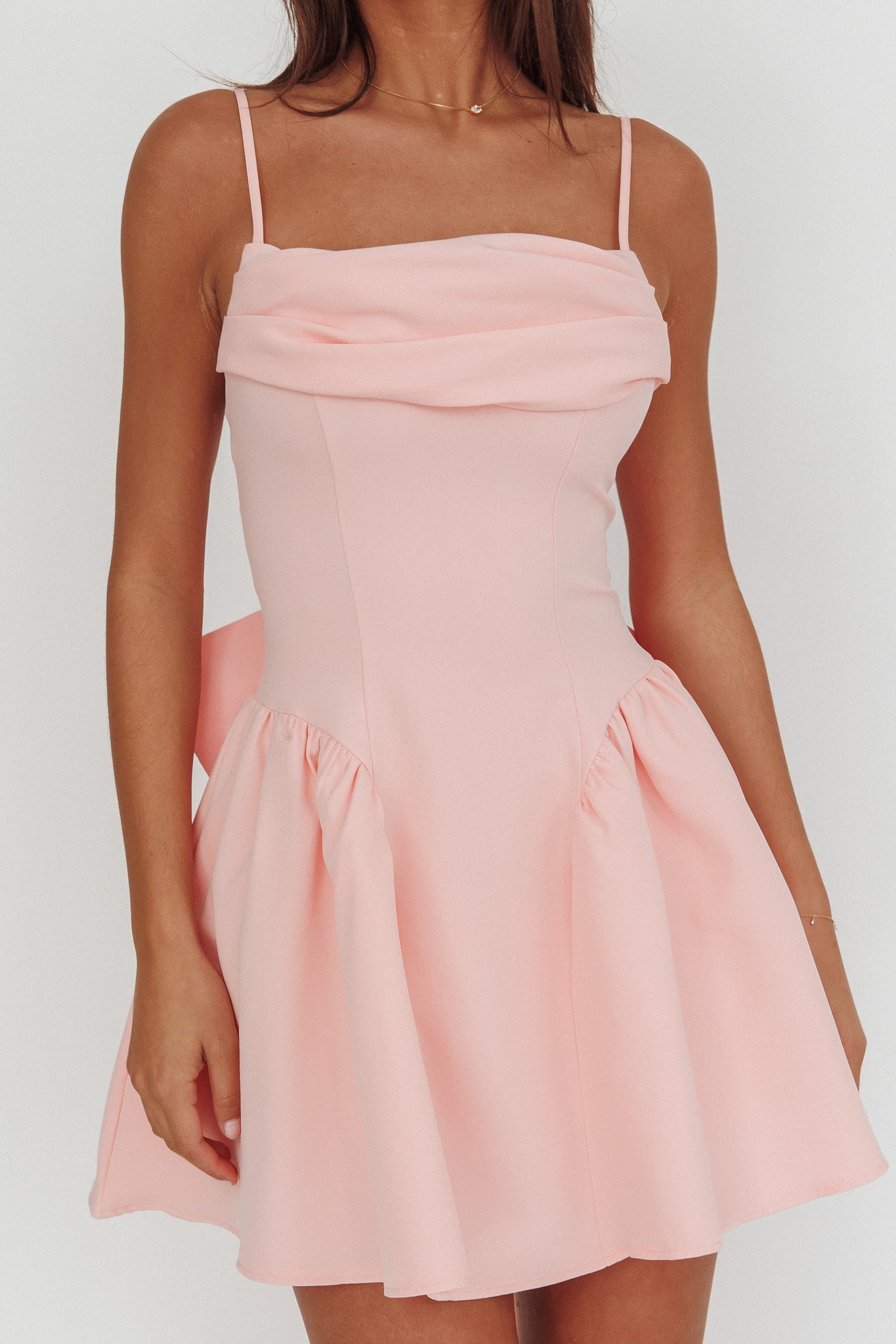 Wilder Oversized Back Bow Mini Dress Pink by Selfie Leslie Australia