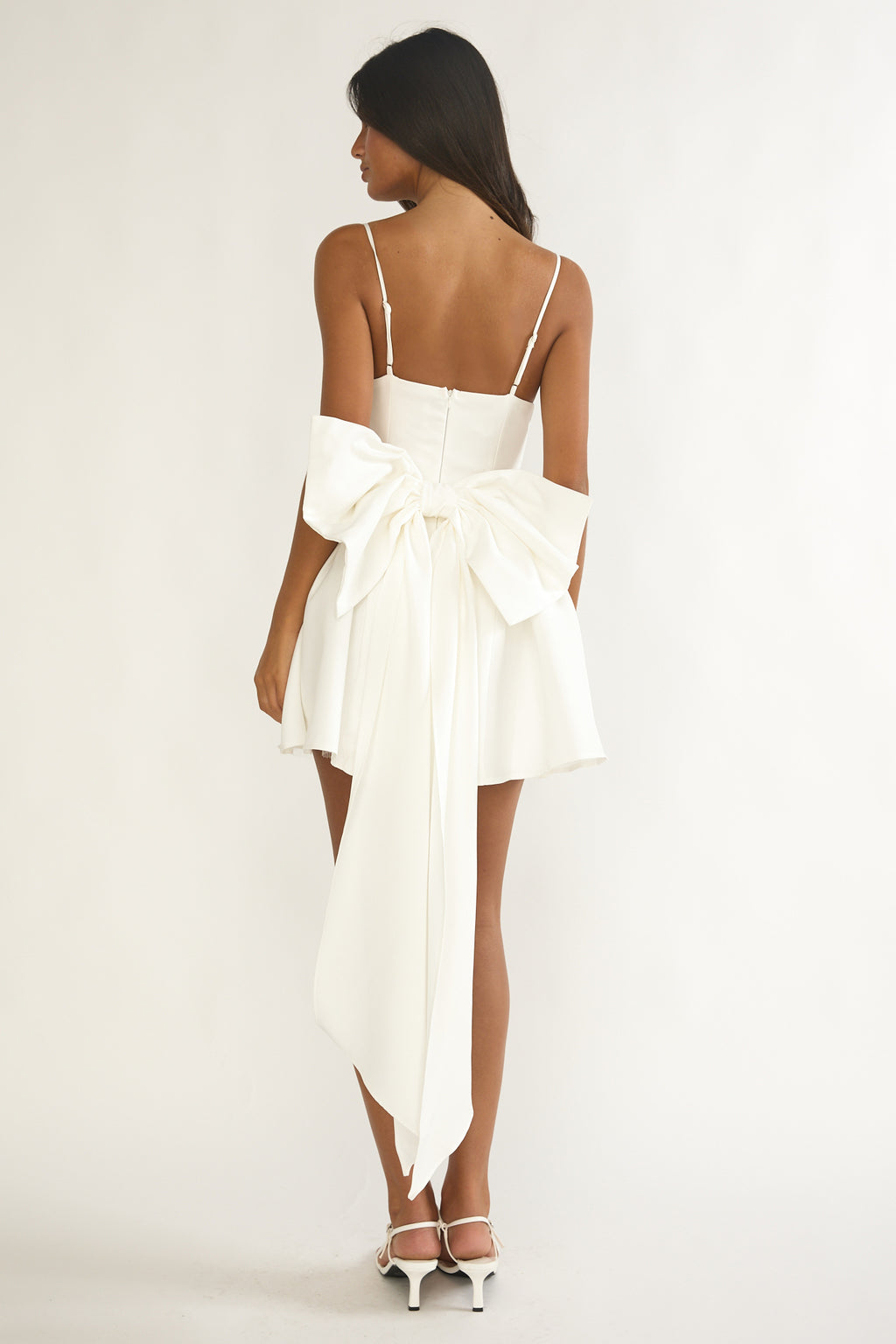 Wilder Oversized Back Bow Mini Dress White by Selfie Leslie Australia