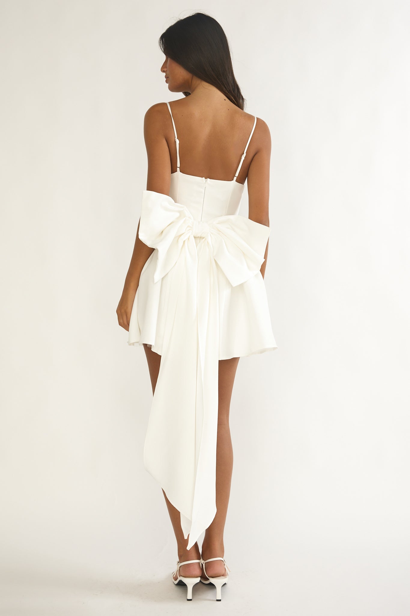Wilder Oversized Back Bow Mini Dress White by Selfie Leslie Australia