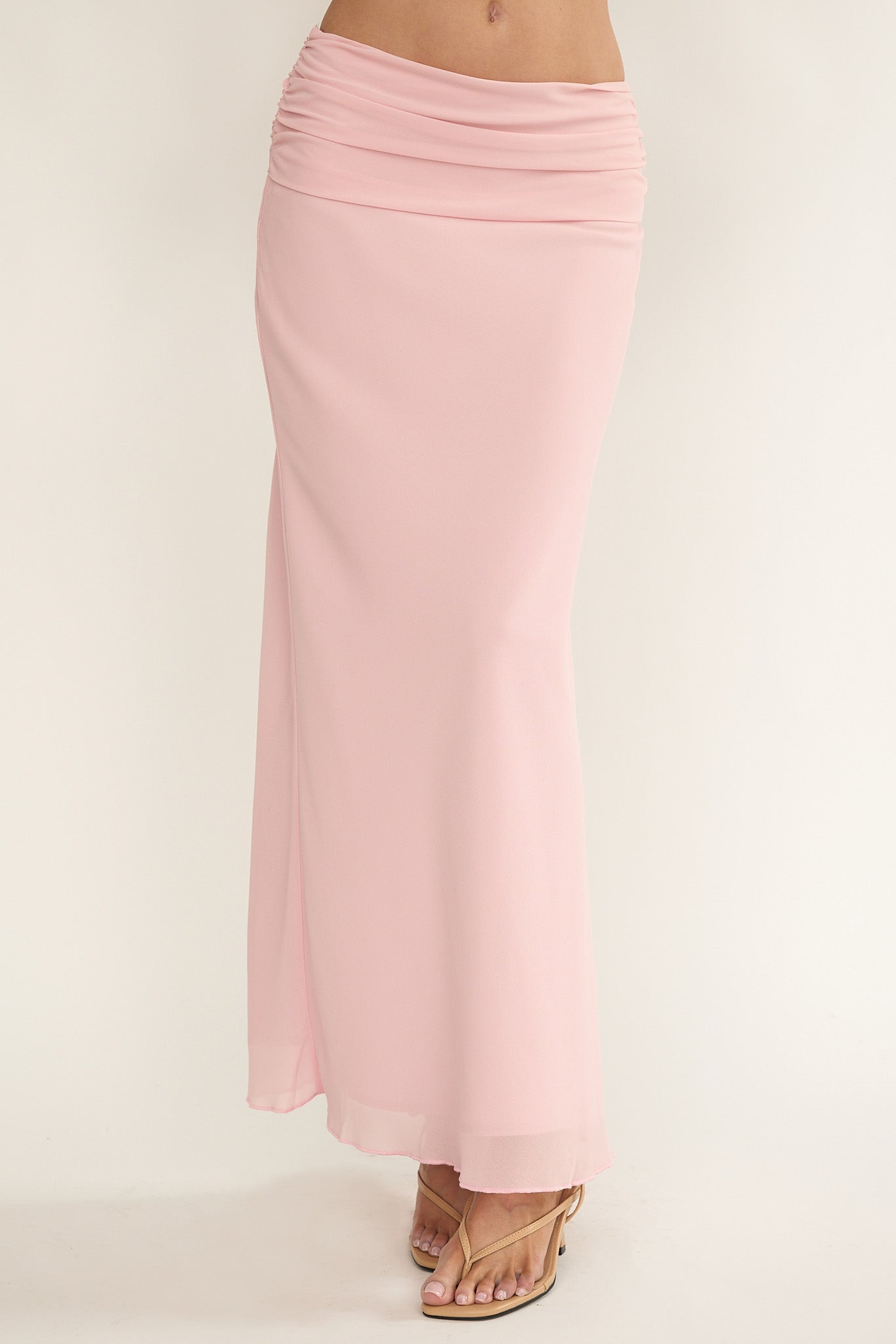 Serrita Gathered Waist Maxi Skirt Blush by Selfie Leslie Australia