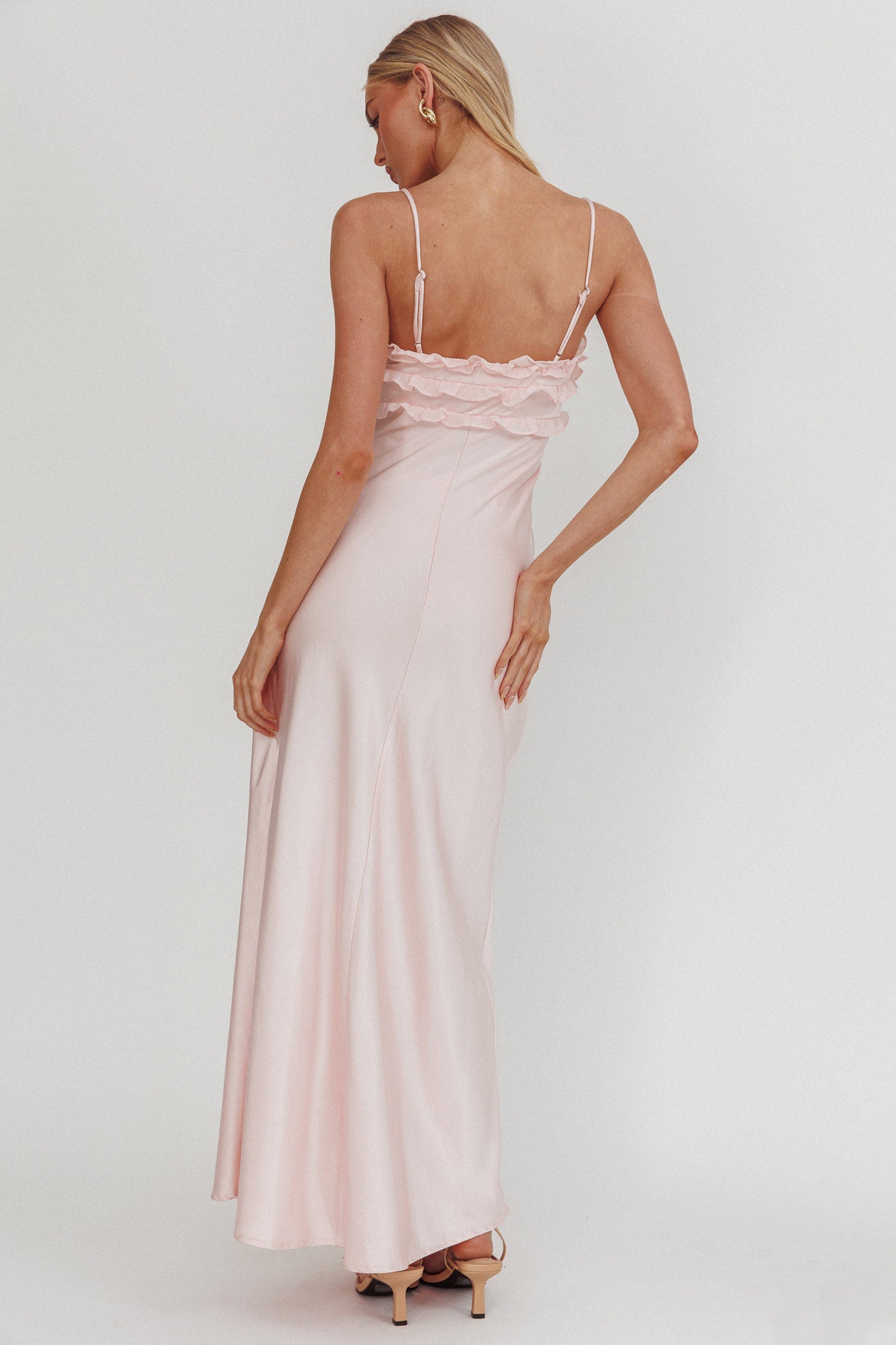 Caryn Frill Trim Maxi Dress Pink by Selfie Leslie Australia