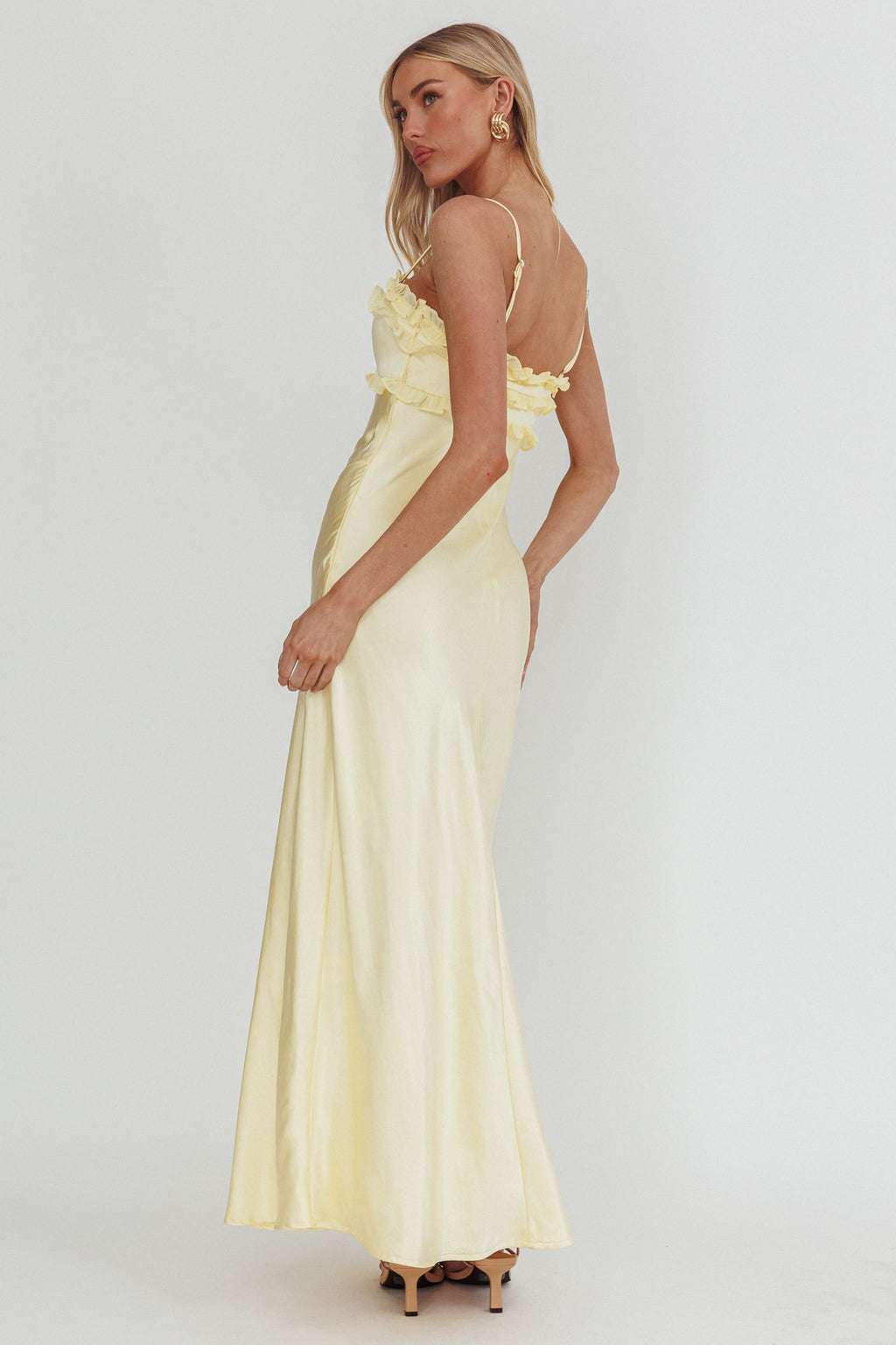 Caryn Frill Trim Maxi Dress Butter by Selfie Leslie Australia