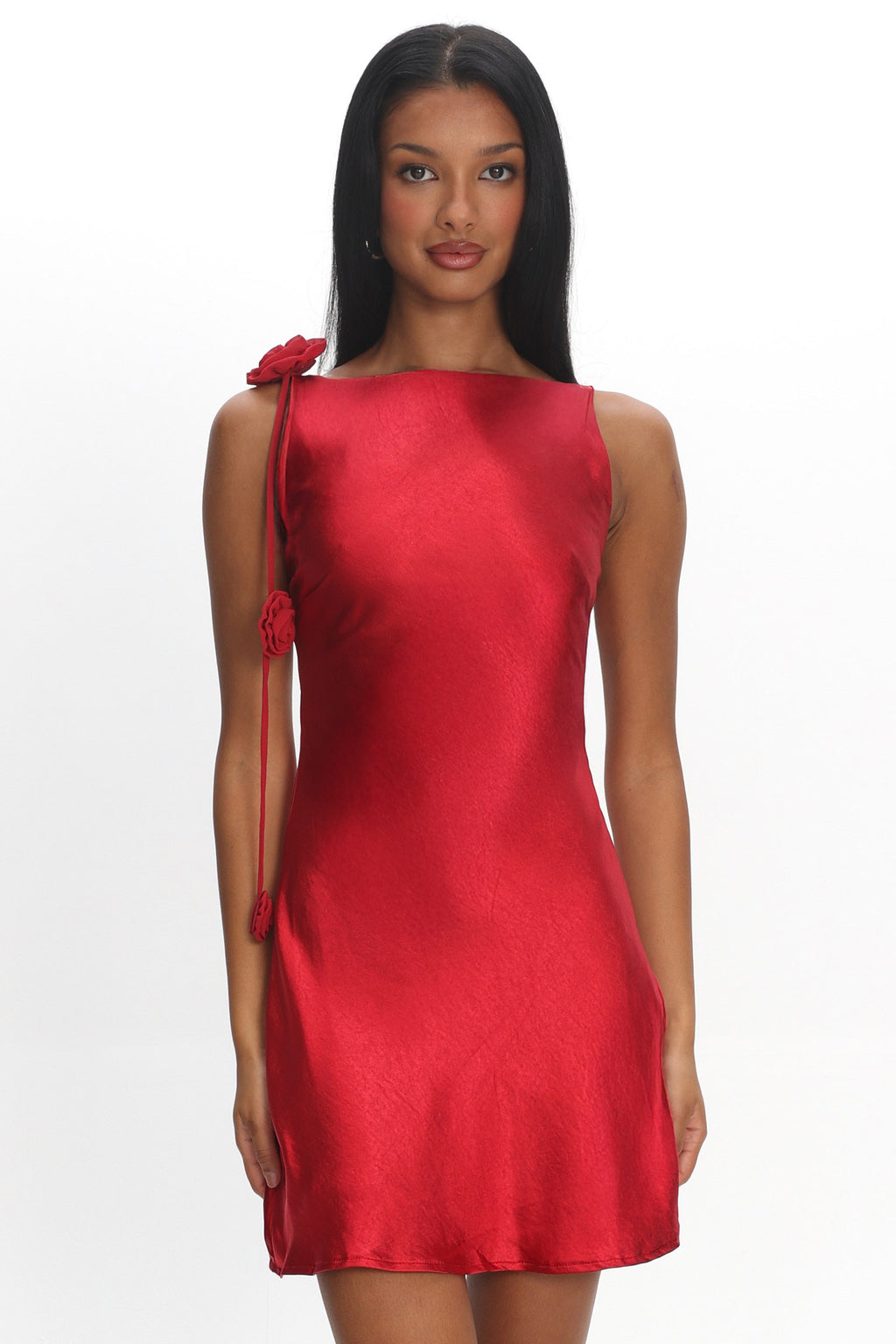 Collecting Memories Backless Rosette String Mini Dress Red by Selfie Leslie Australia