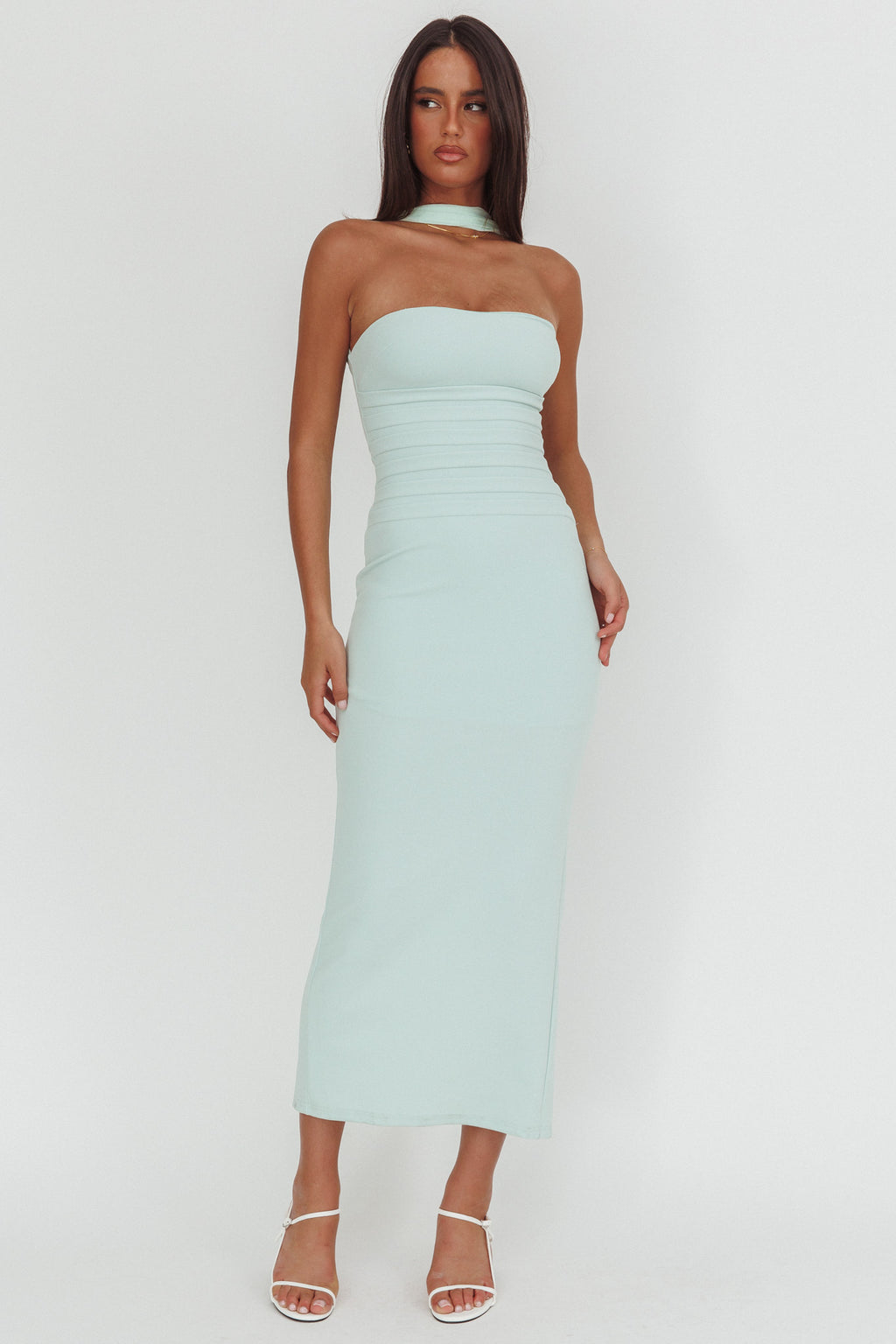 Luna Sol Reverse Halter Maxi Dress Mint by Selfie Leslie Australia