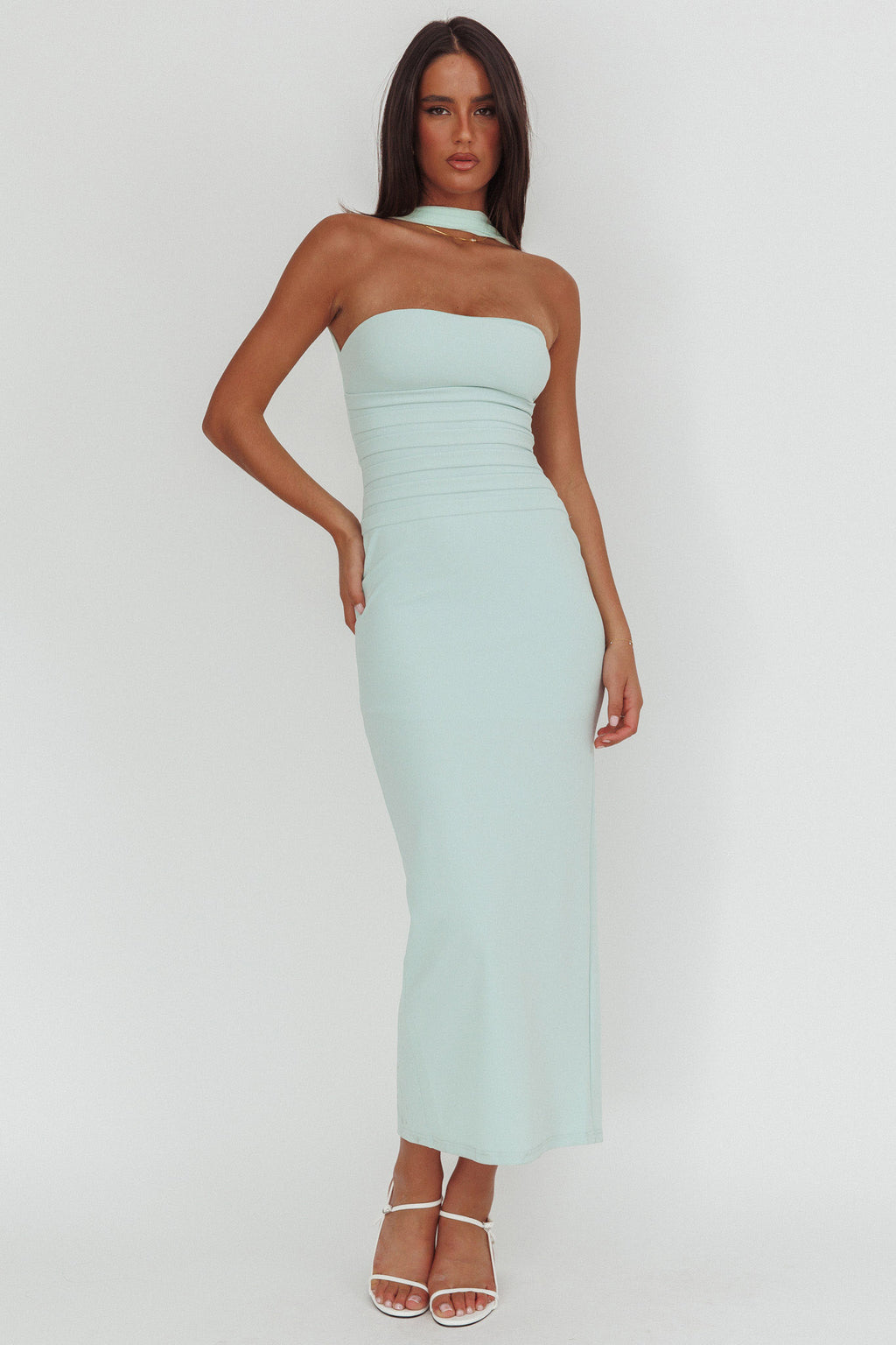 Luna Sol Reverse Halter Maxi Dress Mint by Selfie Leslie Australia