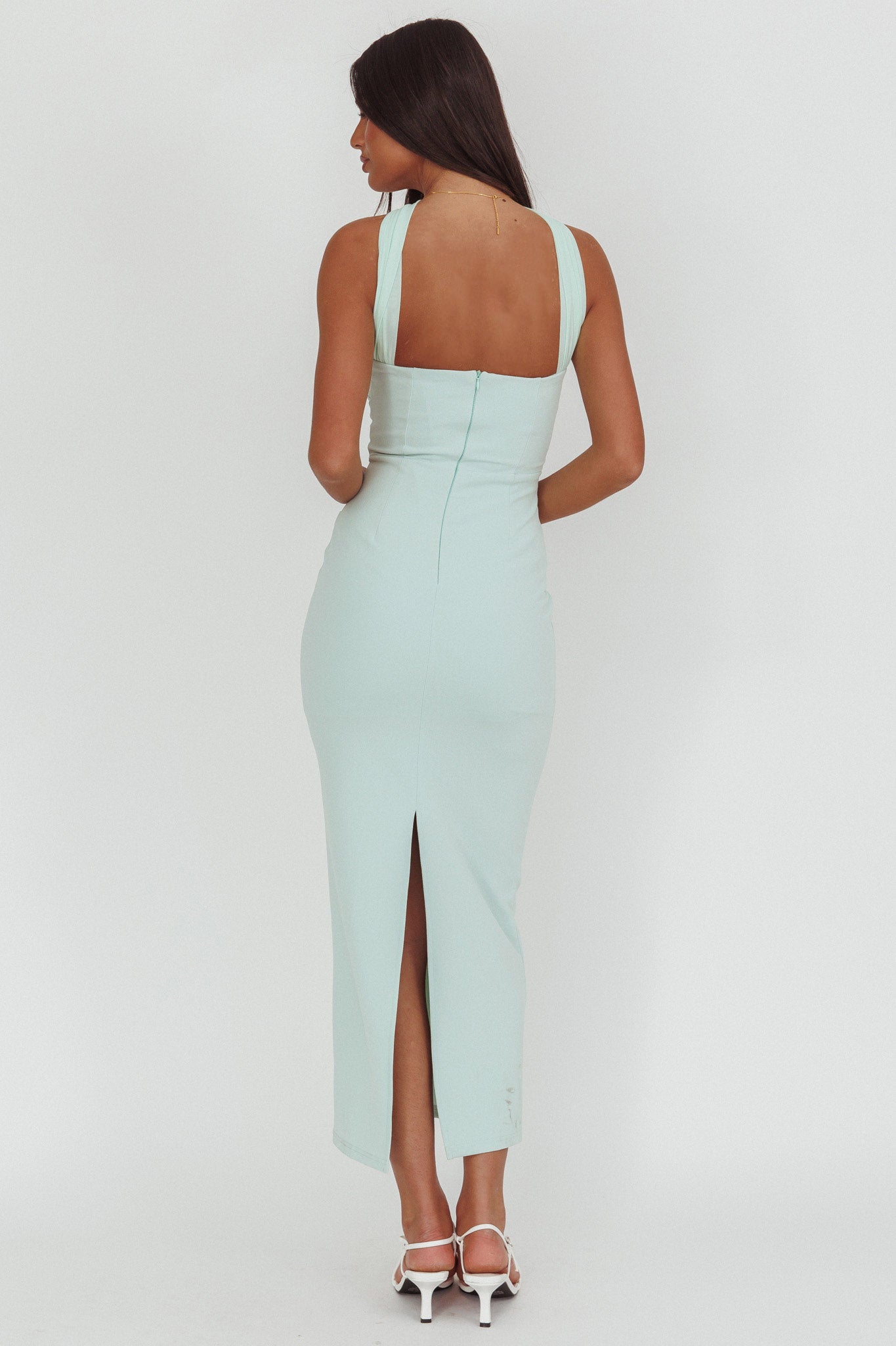Luna Sol Reverse Halter Maxi Dress Mint by Selfie Leslie Australia