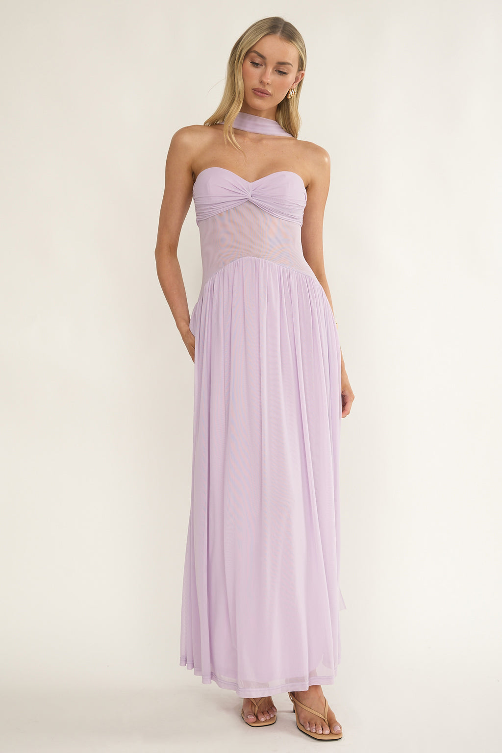 Annita Sheer Waist Maxi Dress Lilac by Selfie Leslie Australia
