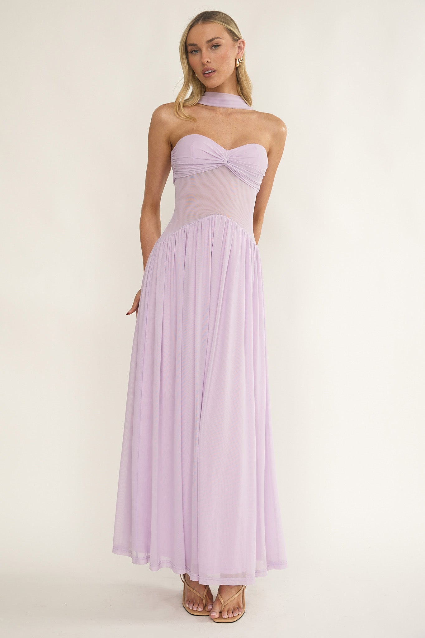 Annita Sheer Waist Maxi Dress Lilac by Selfie Leslie Australia