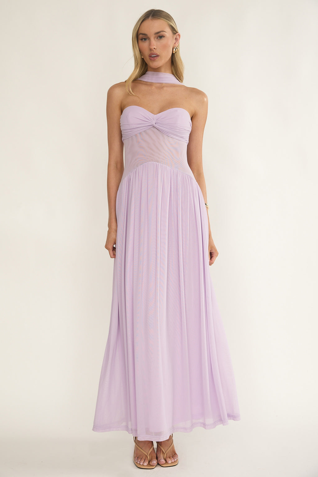 Annita Sheer Waist Maxi Dress Lilac by Selfie Leslie Australia