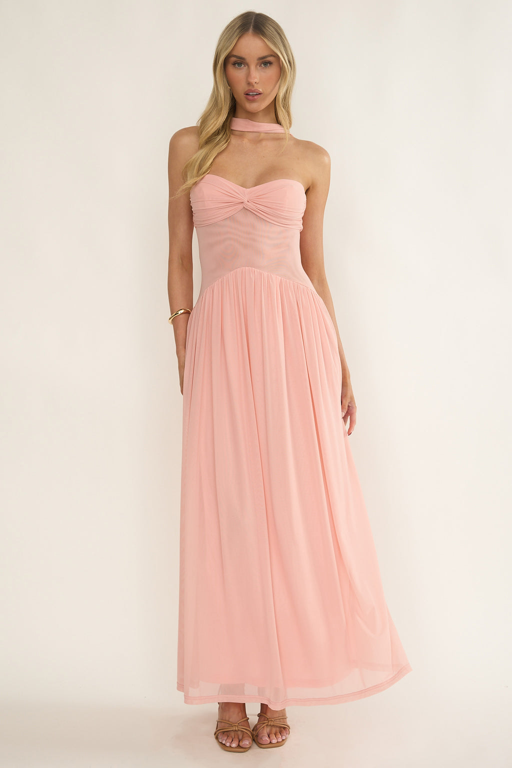 Annita Sheer Waist Maxi Dress Blush by Selfie Leslie Australia