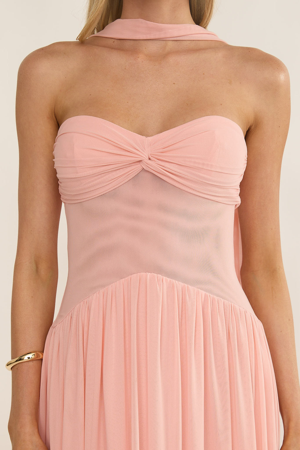 Annita Sheer Waist Maxi Dress Blush by Selfie Leslie Australia