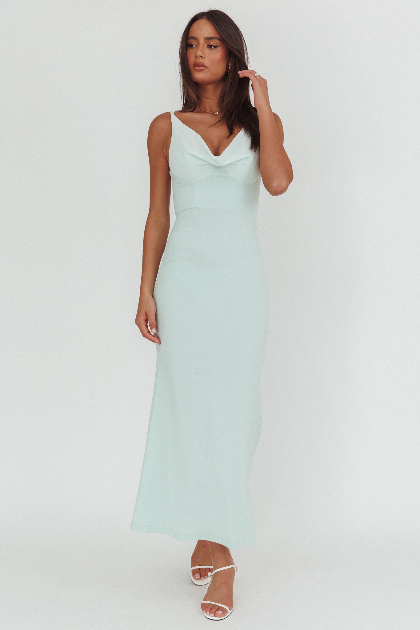 Jesara Cowl Back Maxi Dress Sage by Selfie Leslie Australia
