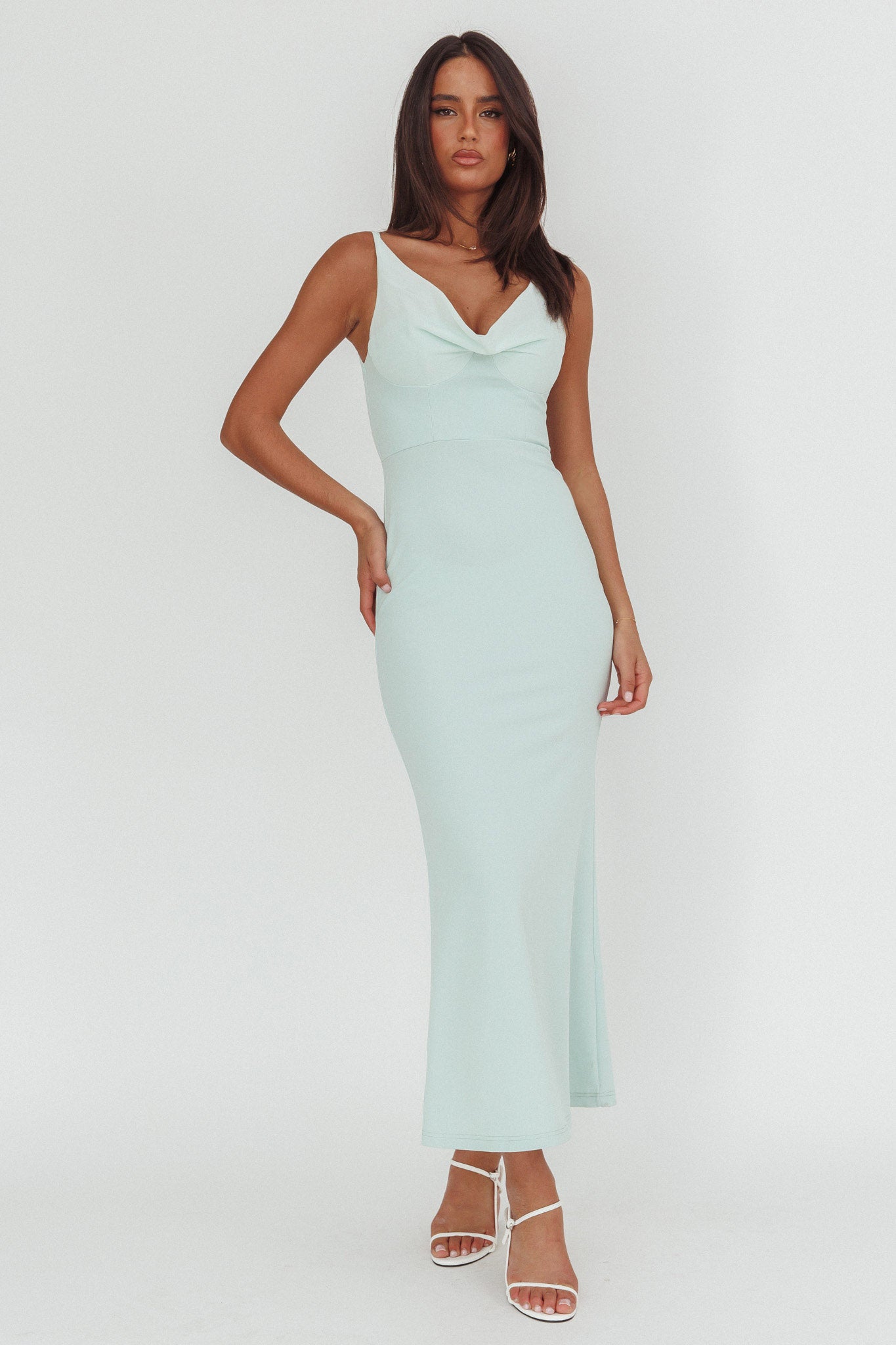 Jesara Cowl Back Maxi Dress Sage by Selfie Leslie Australia