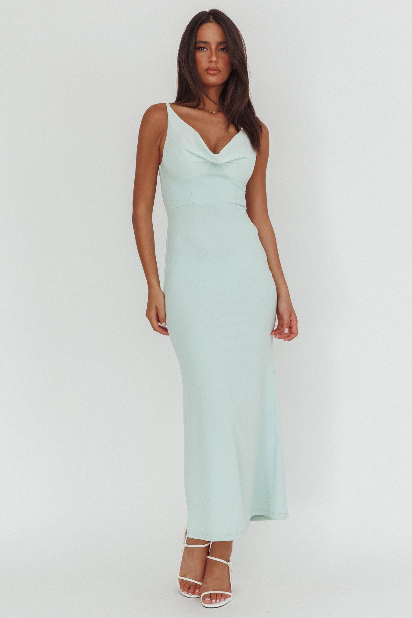 Jesara Cowl Back Maxi Dress Sage by Selfie Leslie Australia