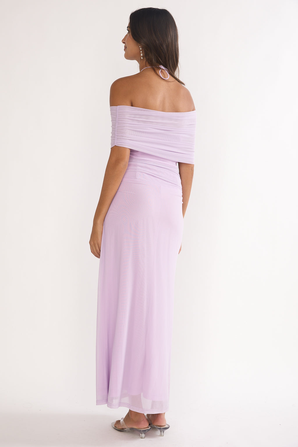 Carielle Off-Shoulder Halter Maxi Dress Lilac by Selfie Leslie Australia