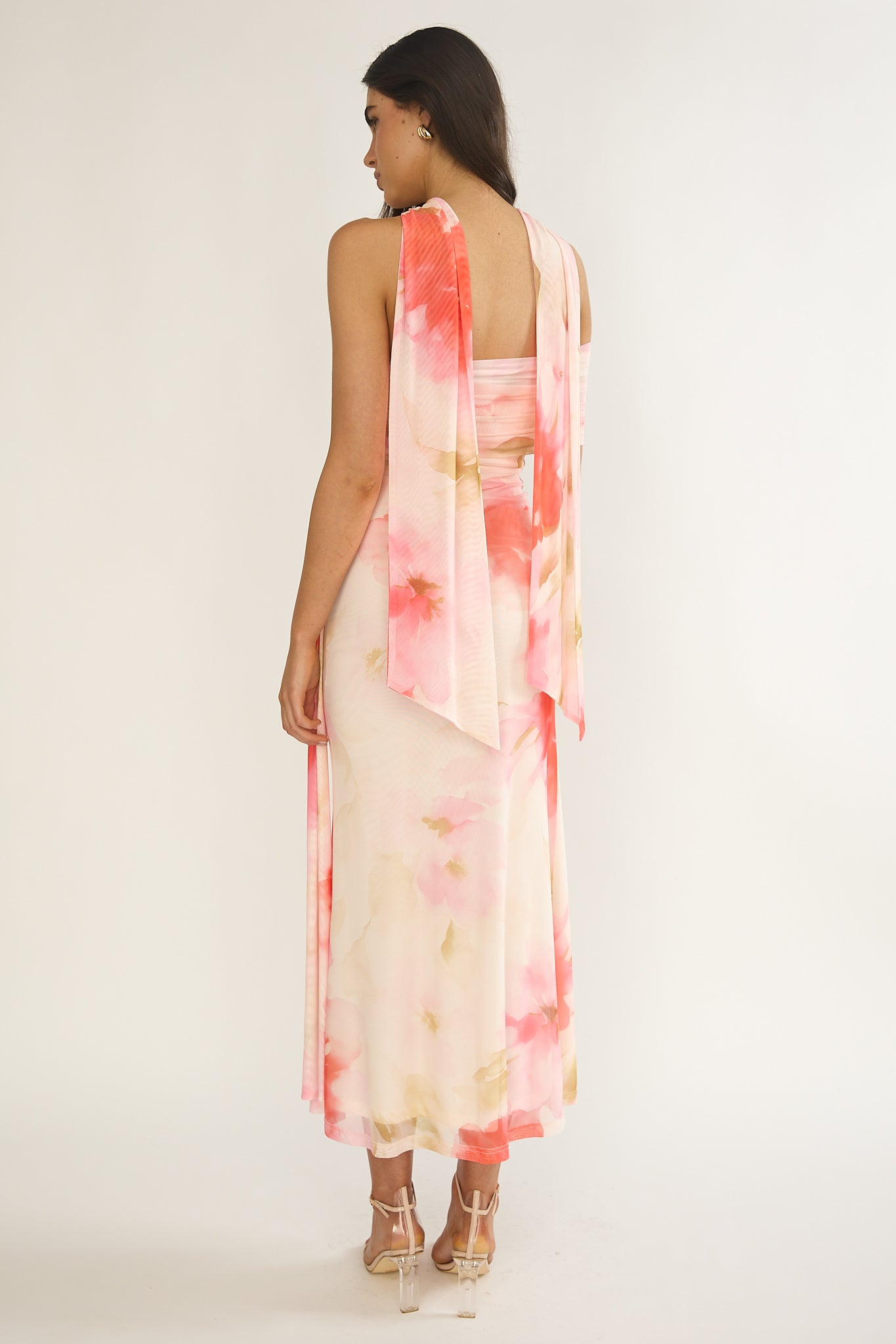 Carrisa One-Sleeve Maxi Dress Floral Pink by Selfie Leslie Australia